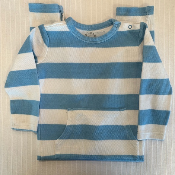 Primary Blue Striped Long Sleeve Romper with Pocket 18-24 Month - Picture 5 of 9